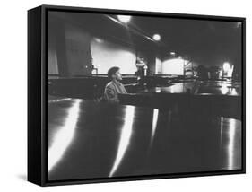 Canadian Pianist Glenn Gould Singing at Columbia Recording Studio-Gordon Parks-Framed Stretched Canvas