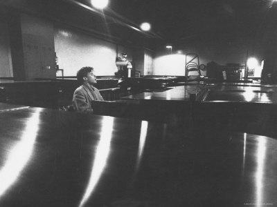 'Canadian Pianist Glenn Gould Singing at Columbia Recording Studio