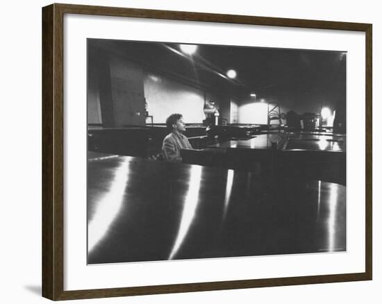 Canadian Pianist Glenn Gould Singing at Columbia Recording Studio-Gordon Parks-Framed Premium Photographic Print