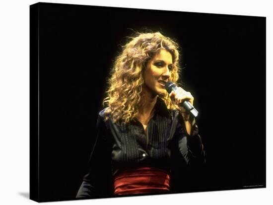 Canadian Pop Music Star Celine Dion Singing Into Microphone During "Hirshfeld Drawing" Function-Dave Allocca-Stretched Canvas