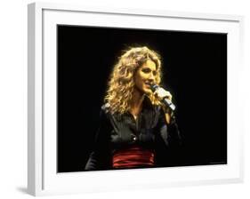 Canadian Pop Music Star Celine Dion Singing Into Microphone During "Hirshfeld Drawing" Function-Dave Allocca-Framed Premium Photographic Print