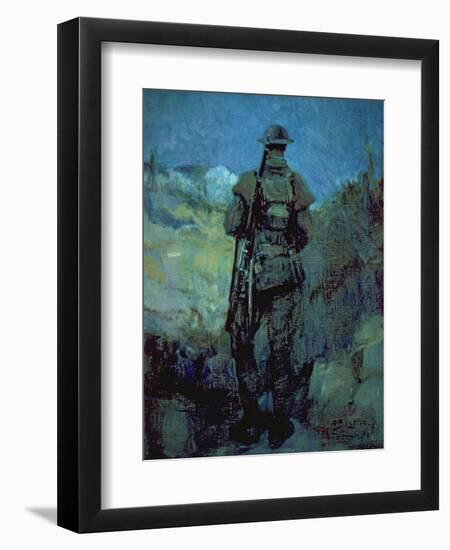 Canadian Sentry, Moonlight, Neuville-Vitesse, 1918-Alfred Bastien-Framed Giclee Print