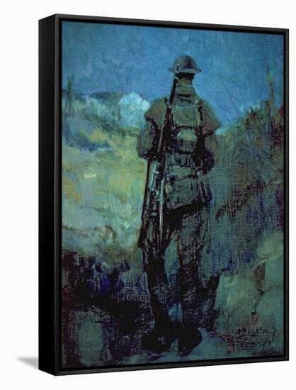 Canadian Sentry, Moonlight, Neuville-Vitesse, 1918-Alfred Bastien-Framed Stretched Canvas