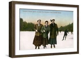 Canadian Winter Sports: a Jolly Trio, Grenadier Pond, Toronto, Canada, 20th Century-null-Framed Giclee Print