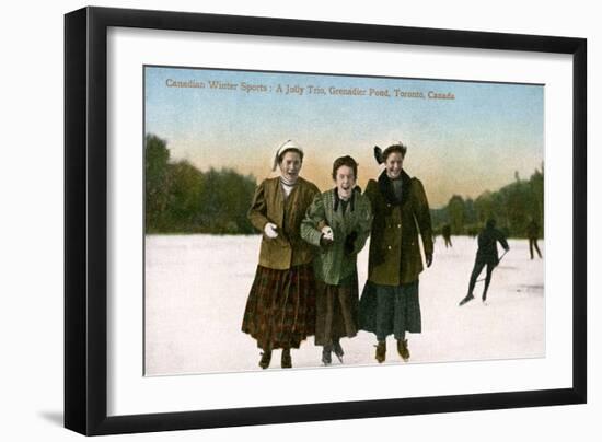 Canadian Winter Sports: a Jolly Trio, Grenadier Pond, Toronto, Canada, 20th Century-null-Framed Giclee Print