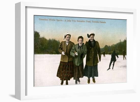 Canadian Winter Sports: a Jolly Trio, Grenadier Pond, Toronto, Canada, 20th Century-null-Framed Giclee Print