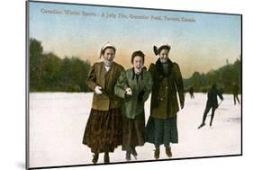 Canadian Winter Sports: a Jolly Trio, Grenadier Pond, Toronto, Canada, 20th Century-null-Mounted Giclee Print