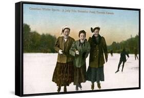 Canadian Winter Sports: a Jolly Trio, Grenadier Pond, Toronto, Canada, 20th Century-null-Framed Stretched Canvas