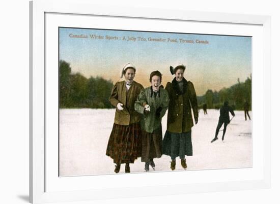 Canadian Winter Sports: a Jolly Trio, Grenadier Pond, Toronto, Canada, 20th Century-null-Framed Giclee Print