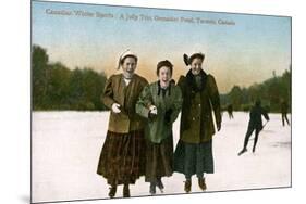 Canadian Winter Sports: a Jolly Trio, Grenadier Pond, Toronto, Canada, 20th Century-null-Mounted Giclee Print