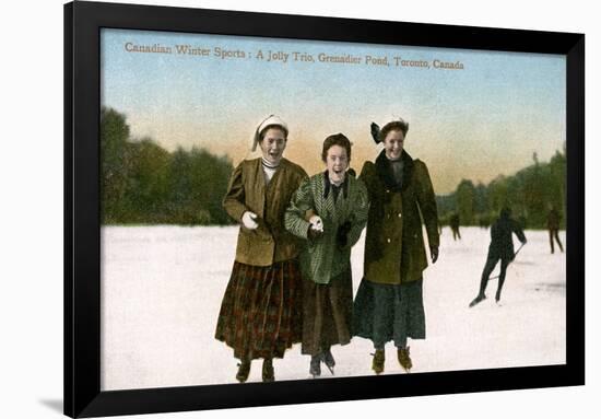 Canadian Winter Sports: a Jolly Trio, Grenadier Pond, Toronto, Canada, 20th Century-null-Framed Giclee Print