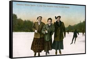 Canadian Winter Sports: a Jolly Trio, Grenadier Pond, Toronto, Canada, 20th Century-null-Framed Stretched Canvas
