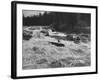 Canadian Woodsman Robert Rock, Falling Out of the Canoe as He Tries a Set Rapids-null-Framed Photographic Print