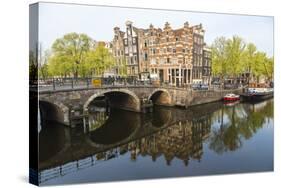 Canal, Amsterdam, Holland, Netherlands-Peter Adams-Stretched Canvas