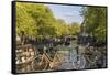 Canal, Amsterdam, Holland, Netherlands-Peter Adams-Framed Stretched Canvas