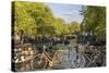 Canal, Amsterdam, Holland, Netherlands-Peter Adams-Stretched Canvas