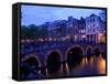 Canal and Bridge, Amsterdam, Holland, Europe-Frank Fell-Framed Stretched Canvas