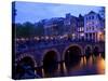 Canal and Bridge, Amsterdam, Holland, Europe-Frank Fell-Stretched Canvas