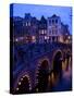 Canal and Bridge, Amsterdam, Holland, Europe-Frank Fell-Stretched Canvas