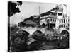 Canal and Bridge, Canton, China, C. 1910-null-Stretched Canvas