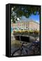 Canal and City Tram, Drottningtorget, Gothenburg, Sweden, Scandinavia, Europe-Frank Fell-Framed Stretched Canvas