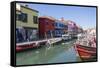 Canal and colourful facades, Burano, Veneto, Italy, Europe-Frank Fell-Framed Stretched Canvas