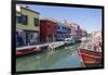 Canal and colourful facades, Burano, Veneto, Italy, Europe-Frank Fell-Framed Photographic Print