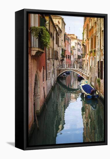 Canal and houses, Venice, Veneto, Italy-Russ Bishop-Framed Stretched Canvas