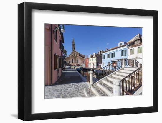 Canal and leaning tower, Burano, Veneto, Italy, Europe-Frank Fell-Framed Photographic Print