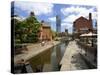 Canal and Lock Keepers Cottage at Castlefield, Manchester, England, UK-Richardson Peter-Stretched Canvas