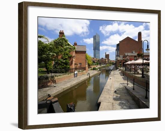 Canal and Lock Keepers Cottage at Castlefield, Manchester, England, UK-Richardson Peter-Framed Photographic Print