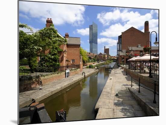 Canal and Lock Keepers Cottage at Castlefield, Manchester, England, UK-Richardson Peter-Mounted Photographic Print