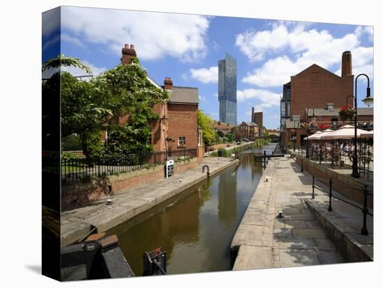 Canal and Lock Keepers Cottage at Castlefield, Manchester, England, UK-Richardson Peter-Stretched Canvas