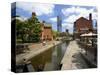 Canal and Lock Keepers Cottage at Castlefield, Manchester, England, UK-Richardson Peter-Stretched Canvas