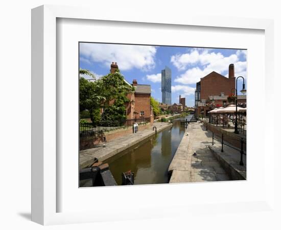 Canal and Lock Keepers Cottage at Castlefield, Manchester, England, UK-Richardson Peter-Framed Photographic Print