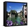 Canal and Palais De L`Ile, Annecy, Lake Annecy, Rhone Alpes, France, Europe-Stuart Black-Framed Stretched Canvas