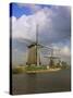 Canal and Windmills at Kinderdijk, Unesco World Heritage Site, Holland-Gavin Hellier-Stretched Canvas