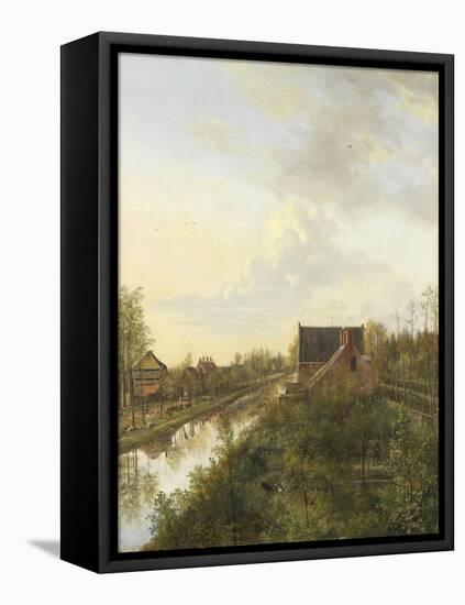 Canal at Graveland-Pieter Gerardus van Os-Framed Stretched Canvas