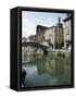 Canal at Porta Ticinese, Naviglio Grande, Milan, Lombardy, Italy-Sheila Terry-Framed Stretched Canvas