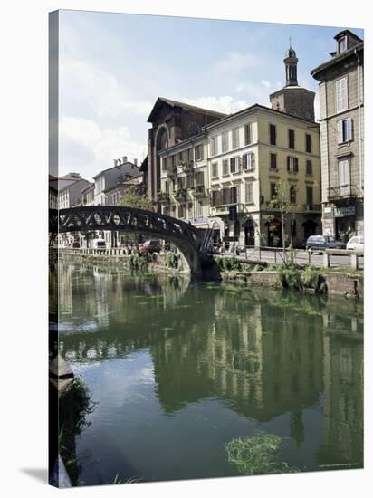 Canal at Porta Ticinese, Naviglio Grande, Milan, Lombardy, Italy-Sheila Terry-Stretched Canvas