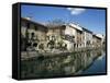 Canal at Porta Ticinese, Naviglio Grande, Milan, Lombardy, Italy-Sheila Terry-Framed Stretched Canvas