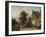 Canal Beside a Cobblestoned Street with Peasants-Cornelis Springer-Framed Art Print