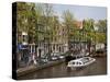 Canal Boat and Architecture, Amsterdam, Holland, Europe-Frank Fell-Stretched Canvas