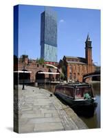 Canal Boat at Castlefield with the Beetham Tower in the Background, Manchester, England, UK-Richardson Peter-Stretched Canvas