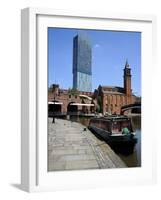 Canal Boat at Castlefield with the Beetham Tower in the Background, Manchester, England, UK-Richardson Peter-Framed Photographic Print