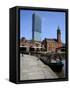 Canal Boat at Castlefield with the Beetham Tower in the Background, Manchester, England, UK-Richardson Peter-Framed Stretched Canvas