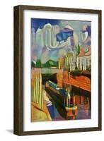 canal boat at trent lock - de chirico-Mark Gordon-Framed Giclee Print