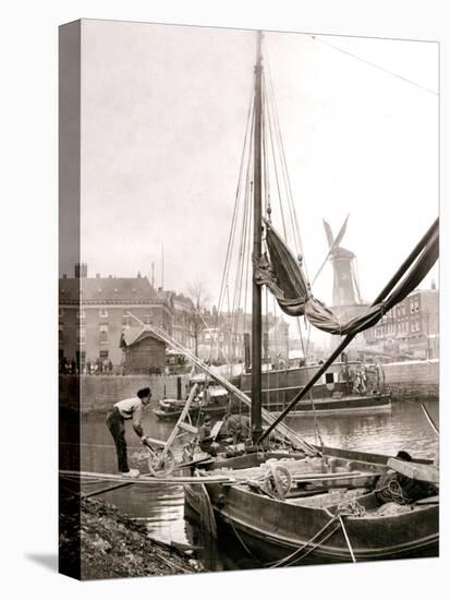 Canal Boat, Rotterdam, 1898-James Batkin-Stretched Canvas