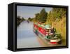 Canal Boats Idling their Way Down the Kennet and Avon Canal, Wiltshire, England, United Kingdom, Eu-Julian Elliott-Framed Stretched Canvas