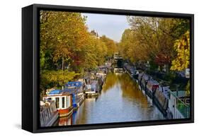 Canal Boats, Little Venice, London W9, England, United Kingdom, Europe-Mark Mawson-Framed Stretched Canvas